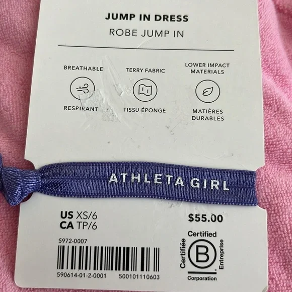 NWT Athleta Girl Jump In Pink Dress Size XS/6 - Picture 5 of 5
